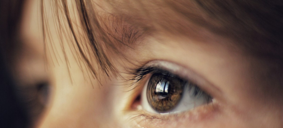 Foto aproximada de olho castanho de criança