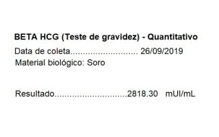 Exame Resultado Valor de Referência: Gonadotrofina Coriônica