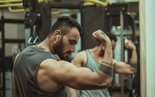 homem mostrando os músculos do braço