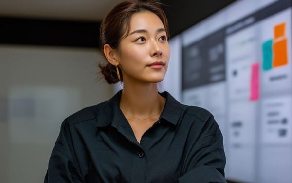 mulher coreana em seu ambiente de trabalho