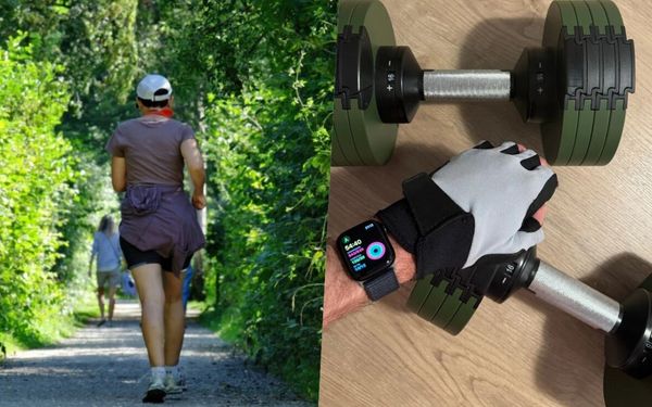 montagem pessoa correndo e fazendo musculação