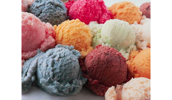 sorvetes de vários sabores