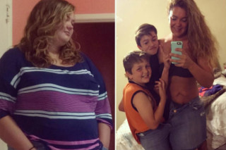Justine antes e depois, com os filhos/ Foto:Instagram