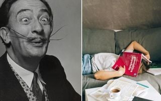 montagem Salvador Dali/ pessoa cochilando