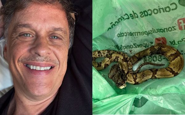 foto do ator guilherme fontes e do seu braço com soro no hospital