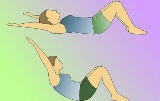 Abdominal com braços estendidos - Foto: WikiHow