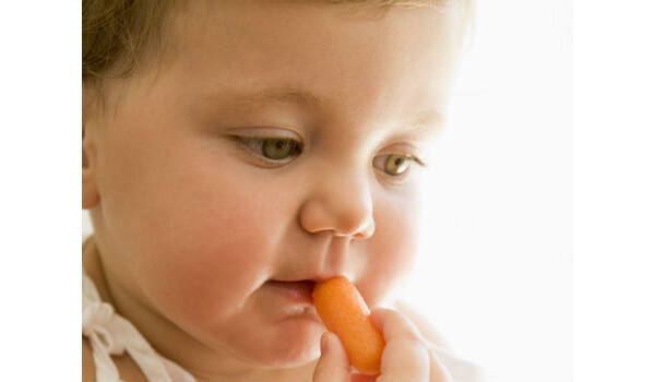 Bebê comendo cenoura