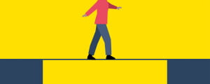 ilustração de pessoa caminhando sobre precipício